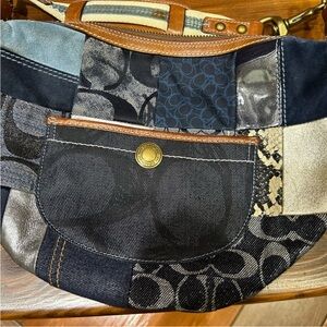 Vintage Coach Blue Denim. Patchwork Hobo Bag